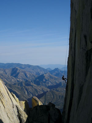 Climbing Photo Contest - Unknown climber descending the Sorcerer Needle, Needles, California.  Photo: Peter Winter