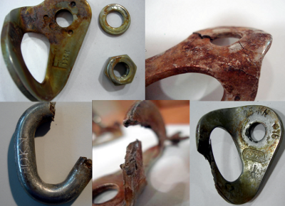 Anchors subjected to corrosion in a marine environment. Photo: Petzl