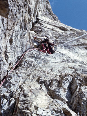 The Land of Rock Climbing Legends. Billy Davidson leading P2 during the first ascent of Yellow Edge in 1974.