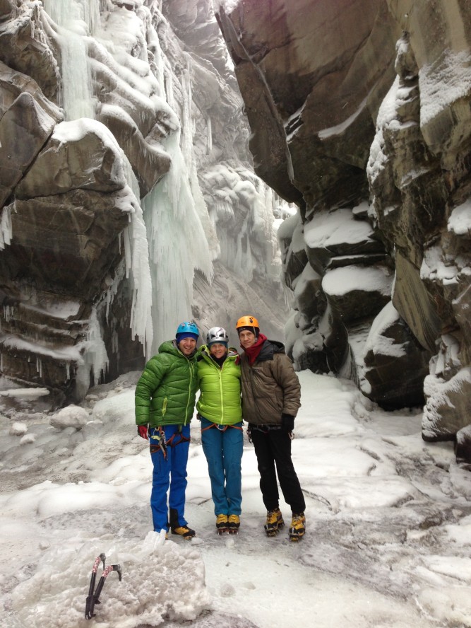 Canada's National Ice Climbing Team members Gord McArthur, Jen Olson and Nathan Kutcher.