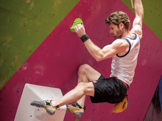 John Bowles at TDB Nationals 2013. Bowles is another competitor who have steadily improved and worked his way up the ranks of the Tour de Bloc, culminating in his win at 2009 Nationals at Allez Up. He is also the Adult Coordinator for the CEC, and continues to be one of the most active and consistent competition climber in Canada. 