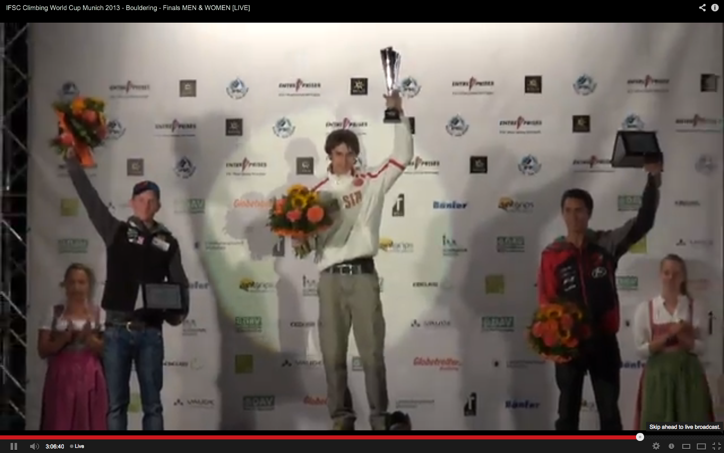 Overall podium Dmitrii Sharafutdinov, Jakob Schubert, Sean McColl