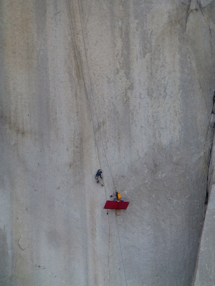 Matt Segal and Will Stanhope on the Tom Egan Memorial Wall in the Bugaboos 