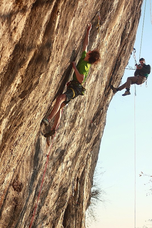Adam Ondra on the first ascent of Nove, 5.14d at Gemona Photo by Luciano Regattin