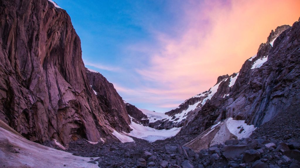 Mariposa Wall is on the left, the climbers found aline up the impressive peak  Photo Matthew Van Biene