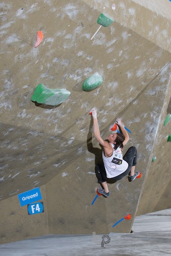 Celeste Wall in action on Women's problem 4. Photo: Miguel Jette
