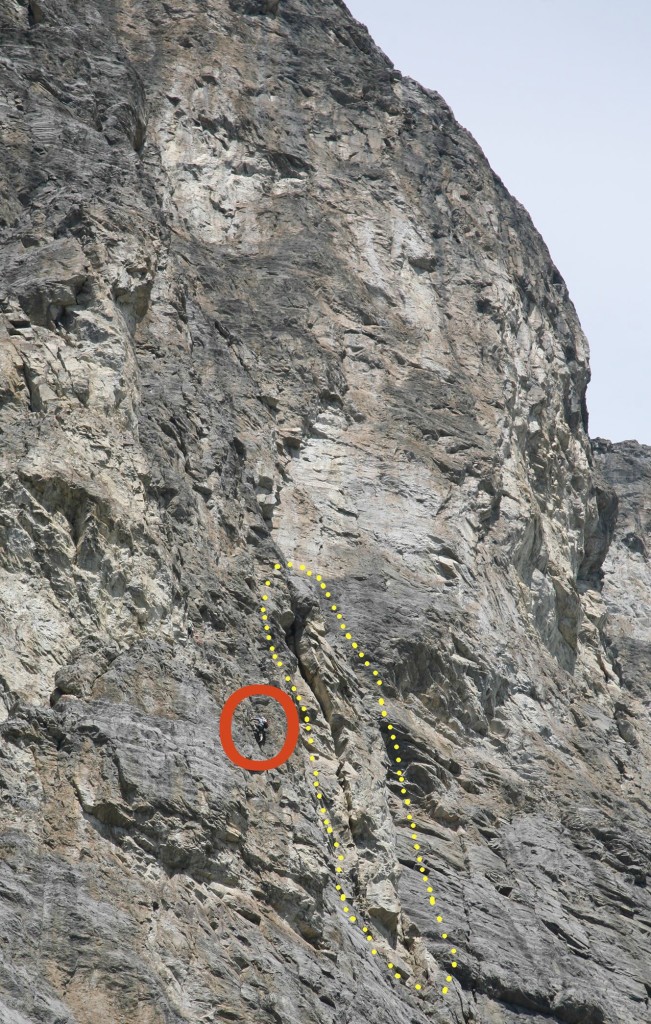 This image shows the pillar on Missionary's Crack which collapsed  Photo Andy Genereux
