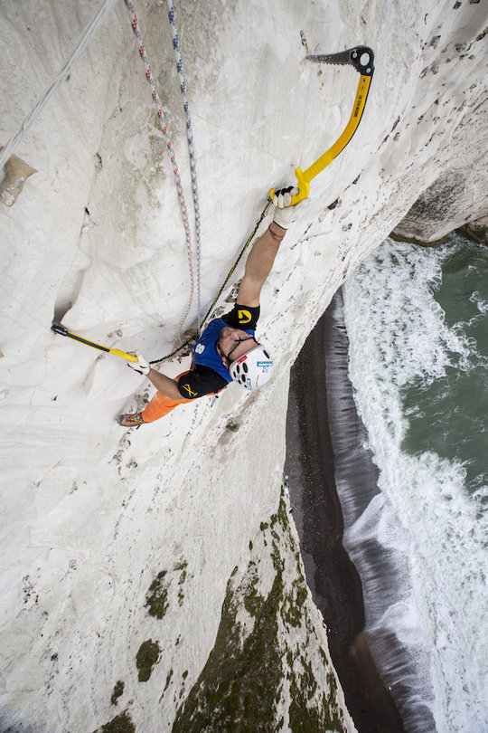 Greg Boswell on the 130-metre speed route Photo Jon Griffith