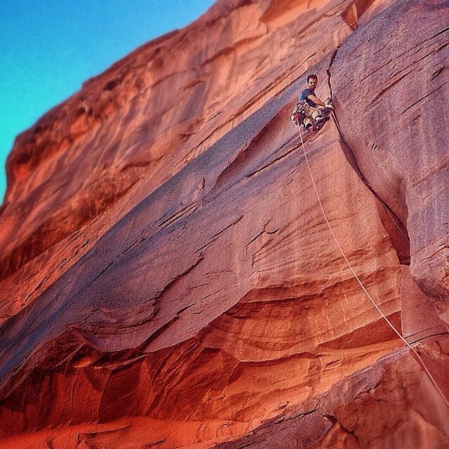 Pee Wee on one of his many 5.13s   Photo Pam Pack