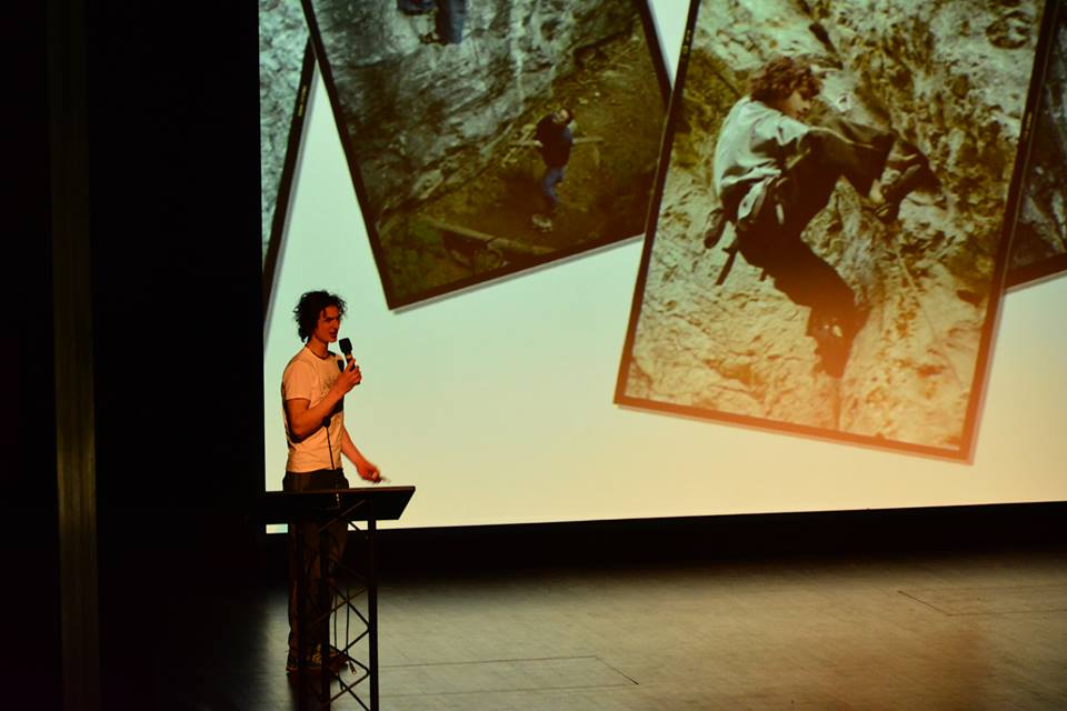 Adam Ondra presenting at VIMFF  Photo Filip Pulpan