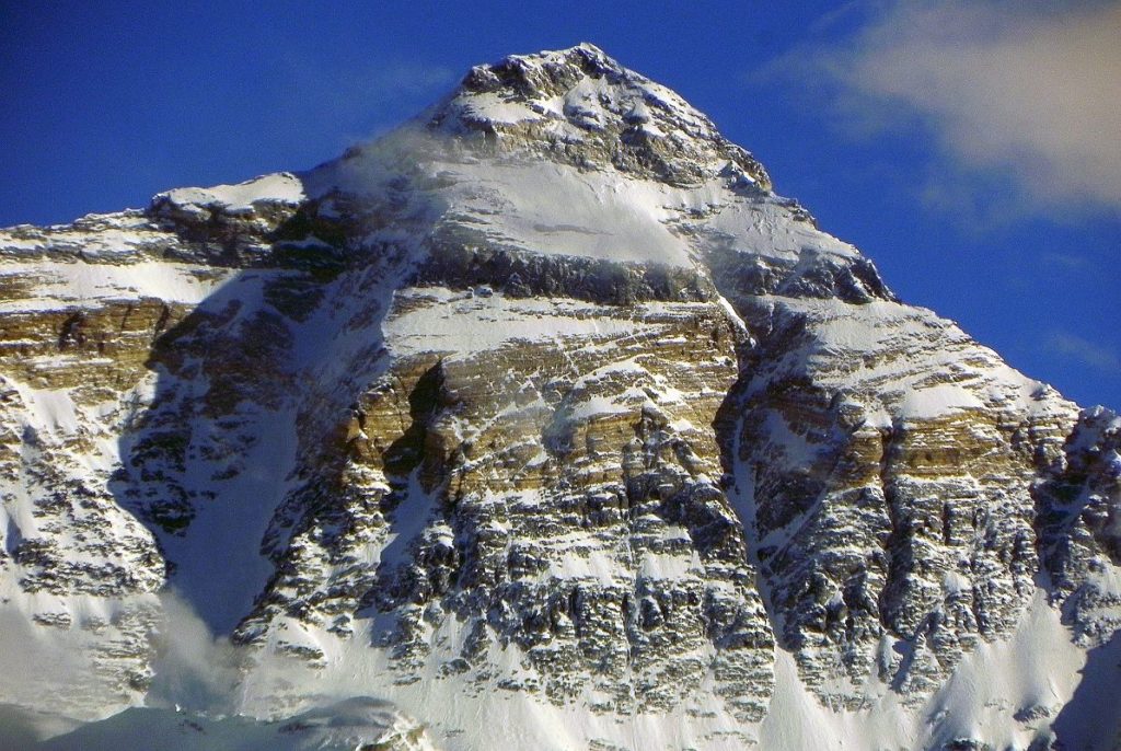 Mount Everest from the North. The Norton Couloir is on the left and the Hornbien on the Right  Source Explorers Web