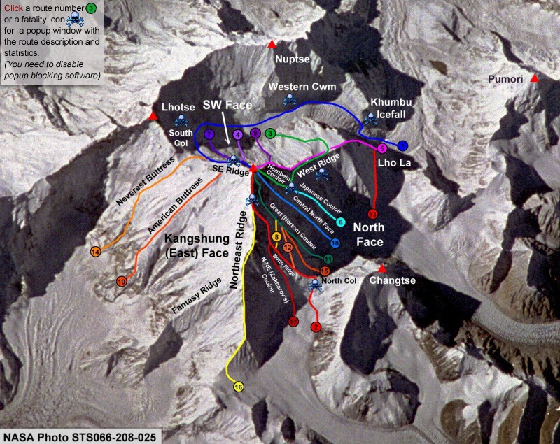 The Routes of Mount Everest. Photo: 
