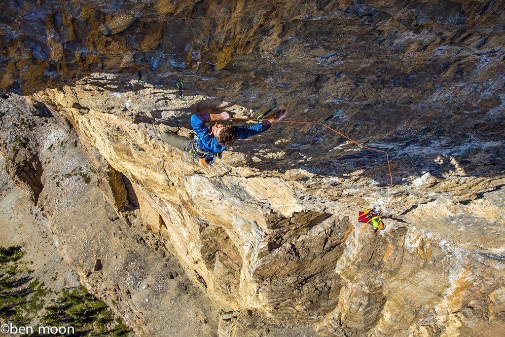 Sonnie Trotter on the 5.14 pitch of Castles in the Sky. Photo Ben Moon