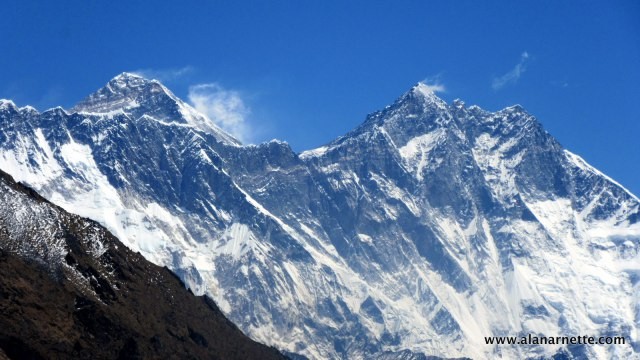 Everest and Lhotse on April 6, 2015.  Photo Alan Arnette