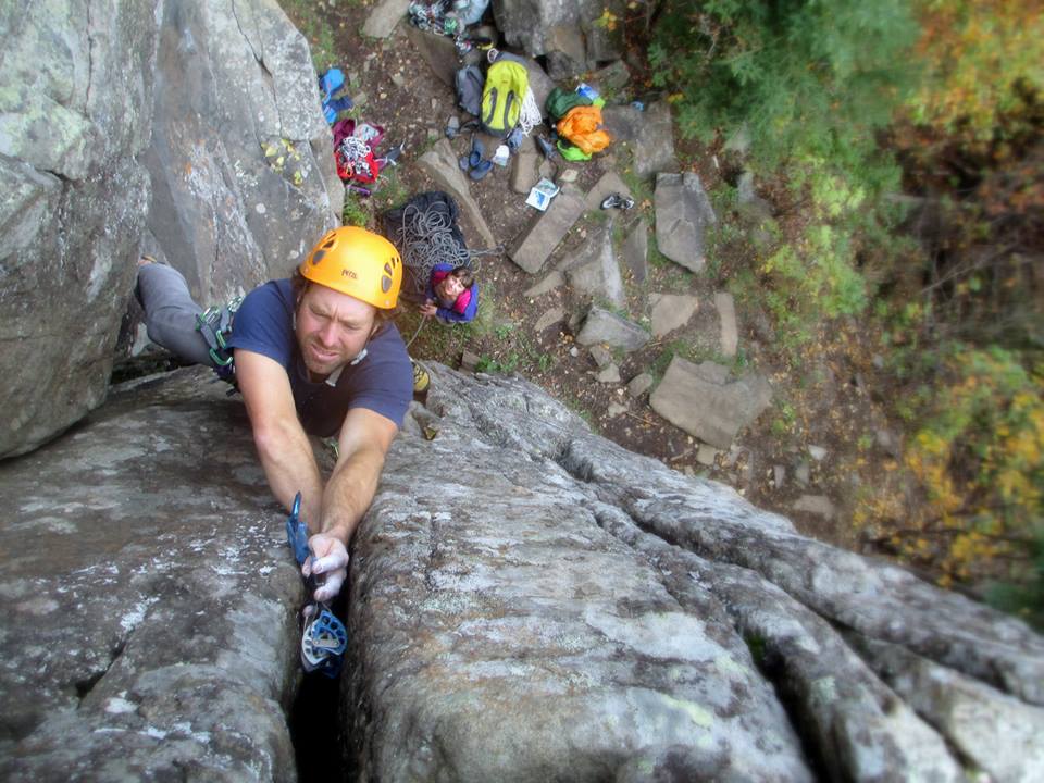 Ryan Creary climbing in Ontario.  Photo Brandon Pullan