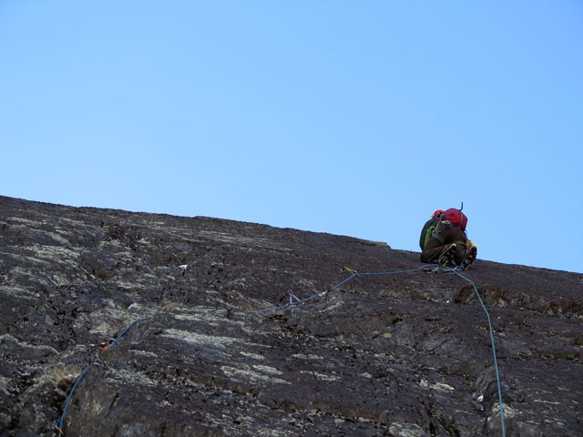 Frank heading up the second pitch. Photo Louis Rousseau