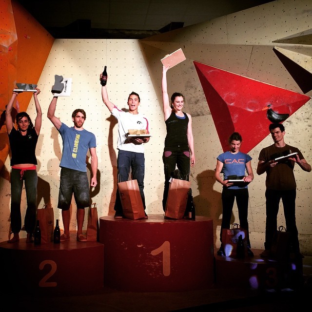 Sean McColl atop the podium at Valelnce compeition.