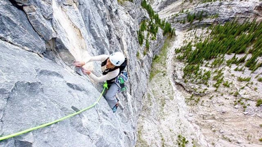 Lydia Zamorano climbing Tall Storey. Photo Sonnie Trotter