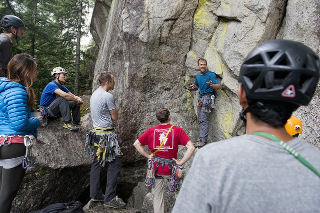Jesse Huey teaches a clinic at the Arc'teryx Climbing Academy.  Photo Arc'teryx