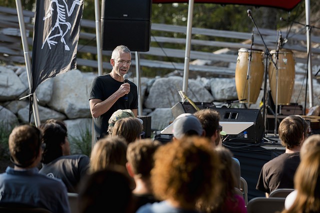 Raphael Slawinski gives a talk at the Arc'teryx Climbing Academy.  Photo Arc'teryx