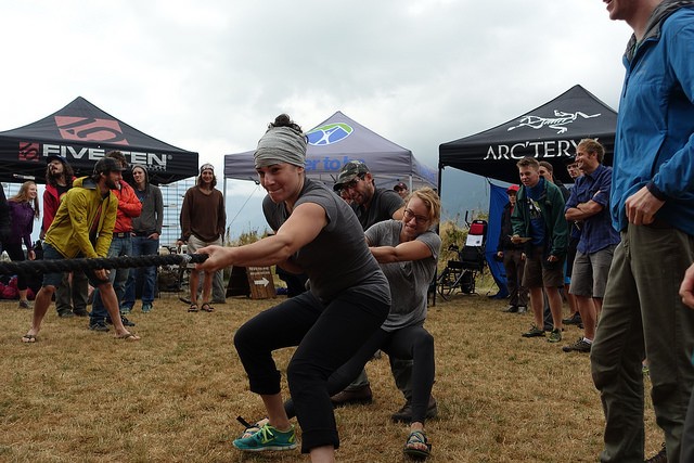 A game of tug-o-war brings out the competitive side in all climbers.  Photo Arc'teryx