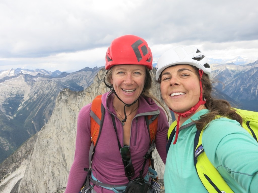 Kate Rutherford and Jasmin Caton on the summit of Wall Tower. Photo Jasmin Caton