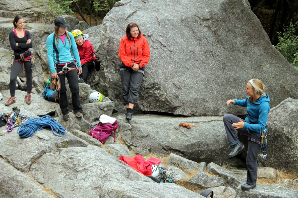 Brette Harrington teaching a clinic at the Arc'teryx Climbing Academy.  Photo Drew Copeland