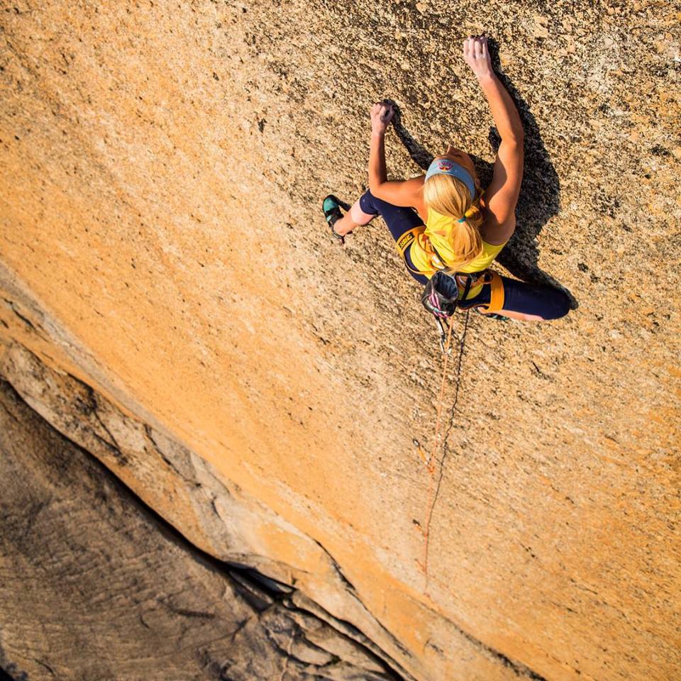 Sasha DiGiulian climbing Peace 5.13c/d.  Photo Christian Pondella