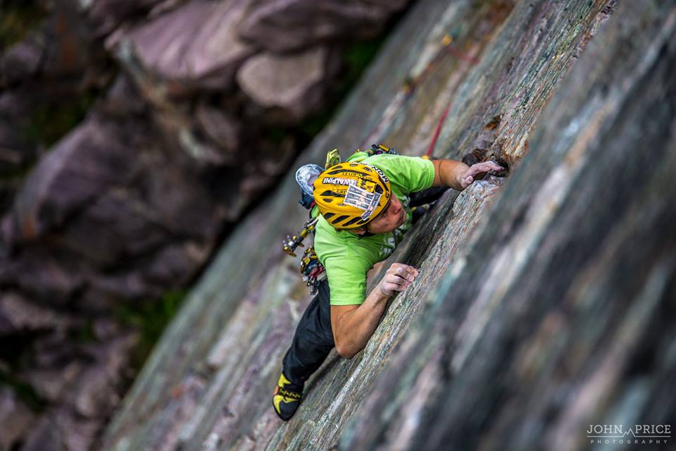 Sam Eastman on his new route Rehab is for Quitters 5.13.  Photo John Price Photography