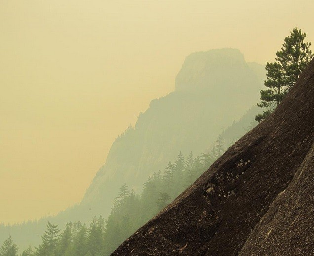 Smoke fills the air in Squamish.  Photo Colin Haley @colinhaley1