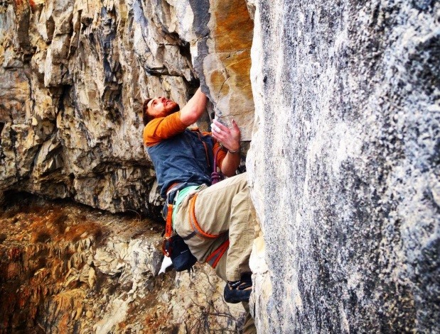 Zak McGurk cruising the second ascent of Money Jane, a 35-metre 5.13d.  Photo from the Unicorn Canyon online guidebook here.
