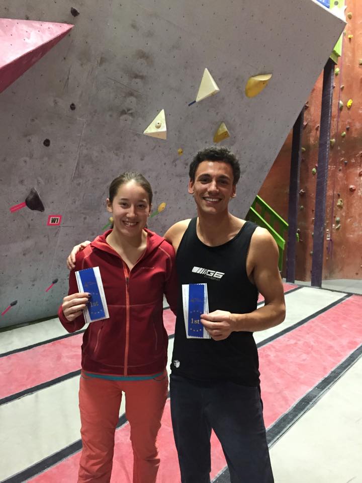 Alyssa Weber and Eric Sethna after their wins at Rock Jungle in Edmonton.  Photo courtesy of Rock Jungle