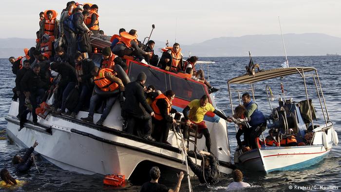 One of the two sinking boats last week near Kalymnos.  Photo Reuters