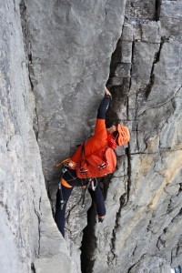 Ueli Steck soloing the First Step on the Eiger north face.  Photo Source 