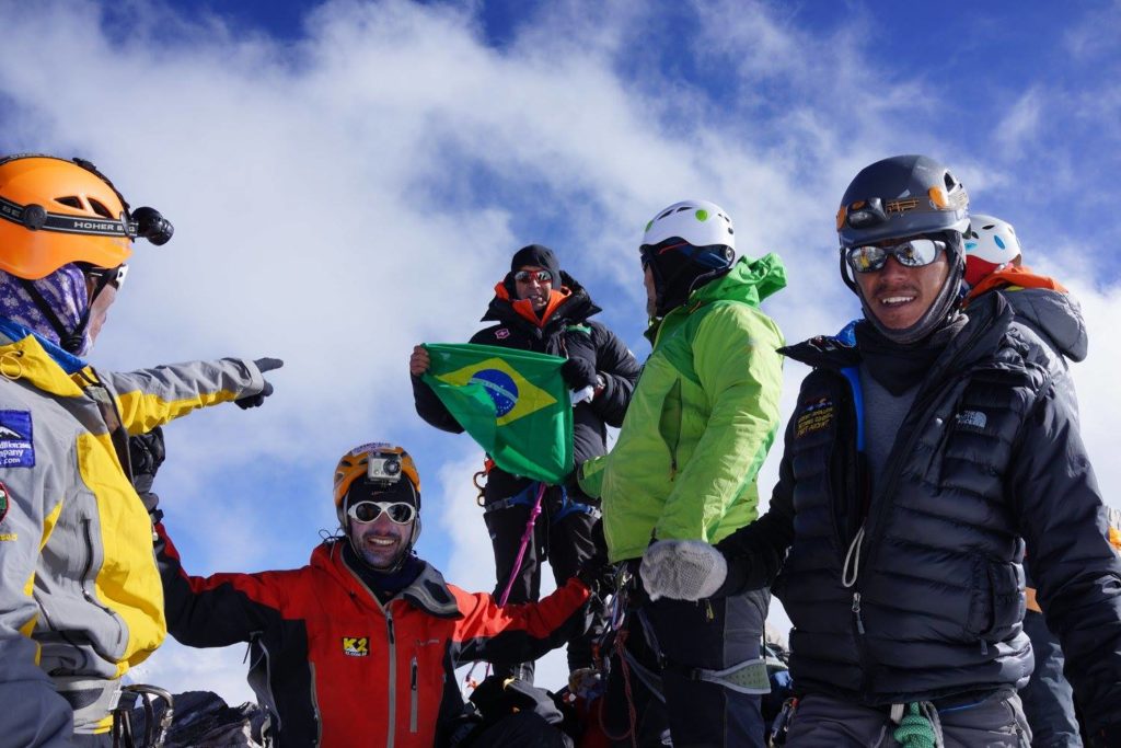 The team on the summit of Beding Go. Photo Mingma Sherpa