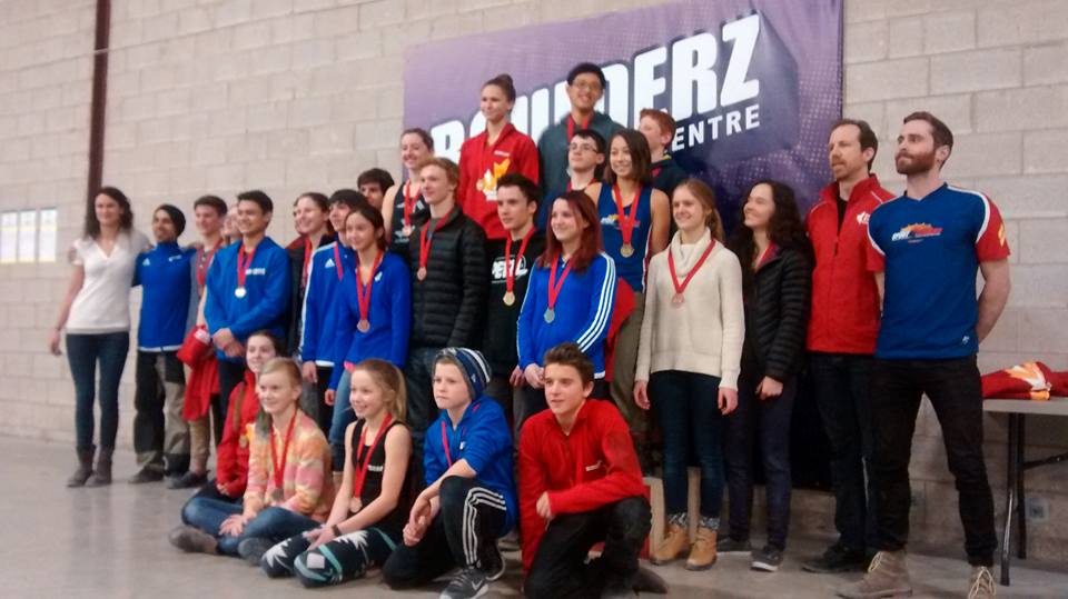 The Canadian Youth National Bouldering Team. Photo Ontario Climbing Federation
