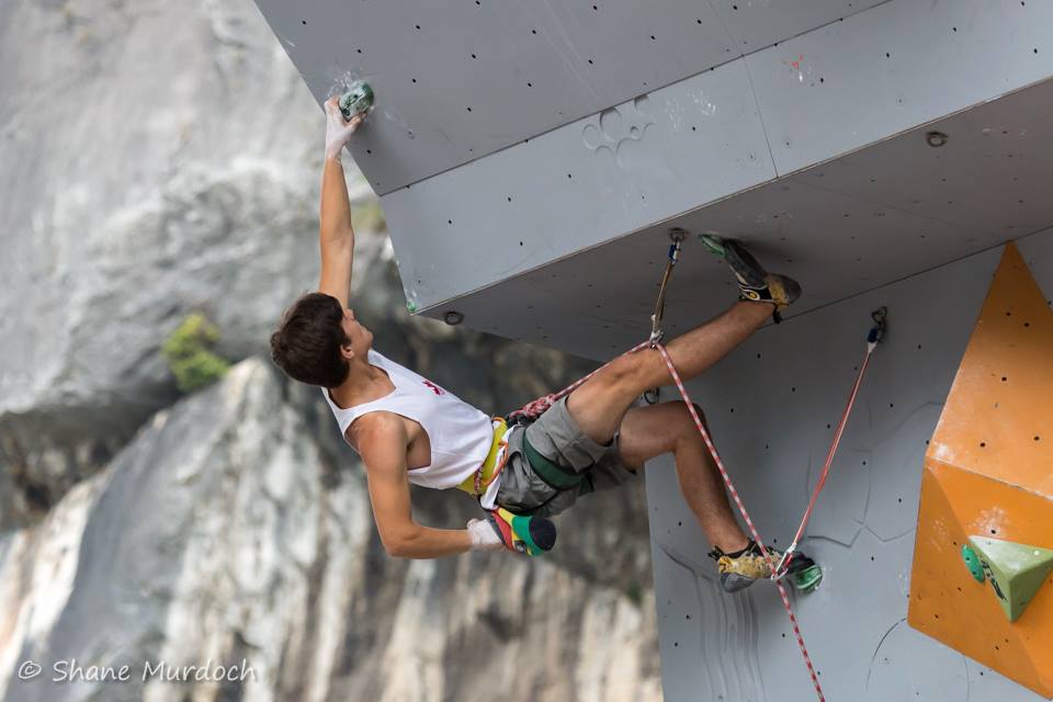 Kyle competing at the Youth World Championship in Arco Italy 2015. Photo Shane Murdoch