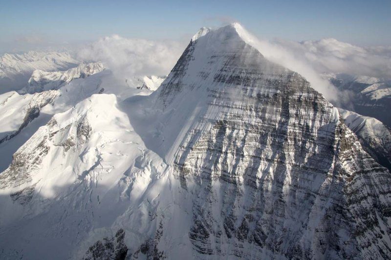 Mount Robson's North Face on the left and Emperor Face on the right. Photo John Scurlock