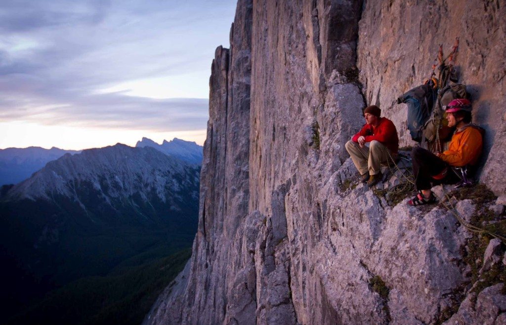 Tommy Caldwell and Brandon Pullan on Mount Louis before Caldwell and Sonnie Trotter made the first free ascent of The Shining 5.13. Photo Sonnie Trotter