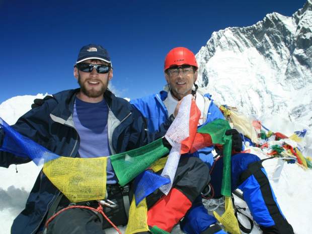 Charles MacAdams and son Jeff in Nepal. Source National Post