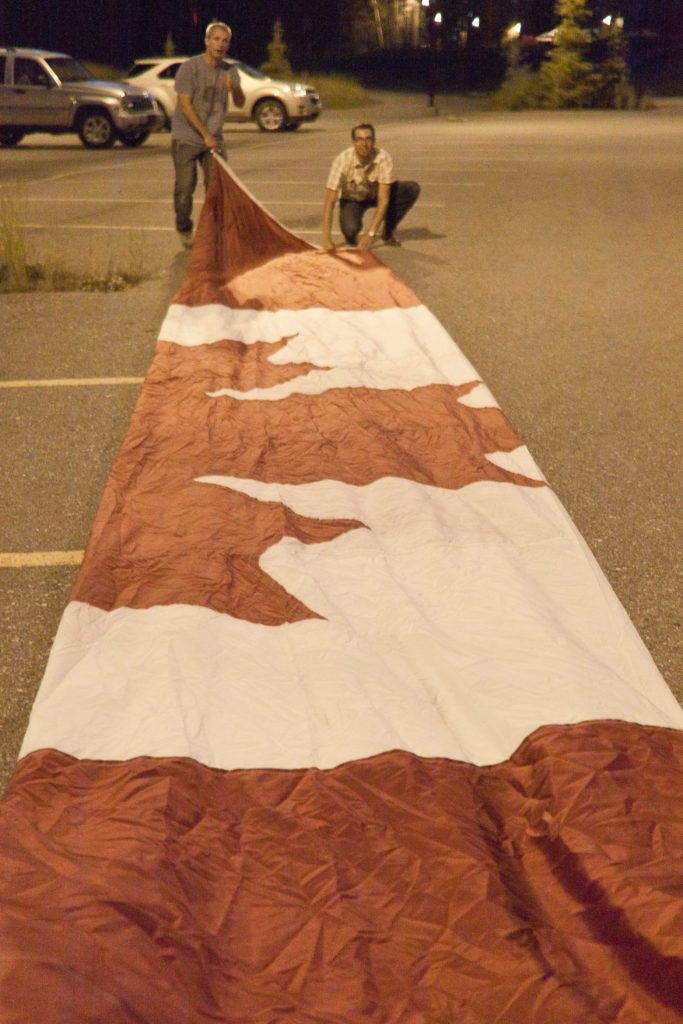 Early morning packing of the Canada flag.