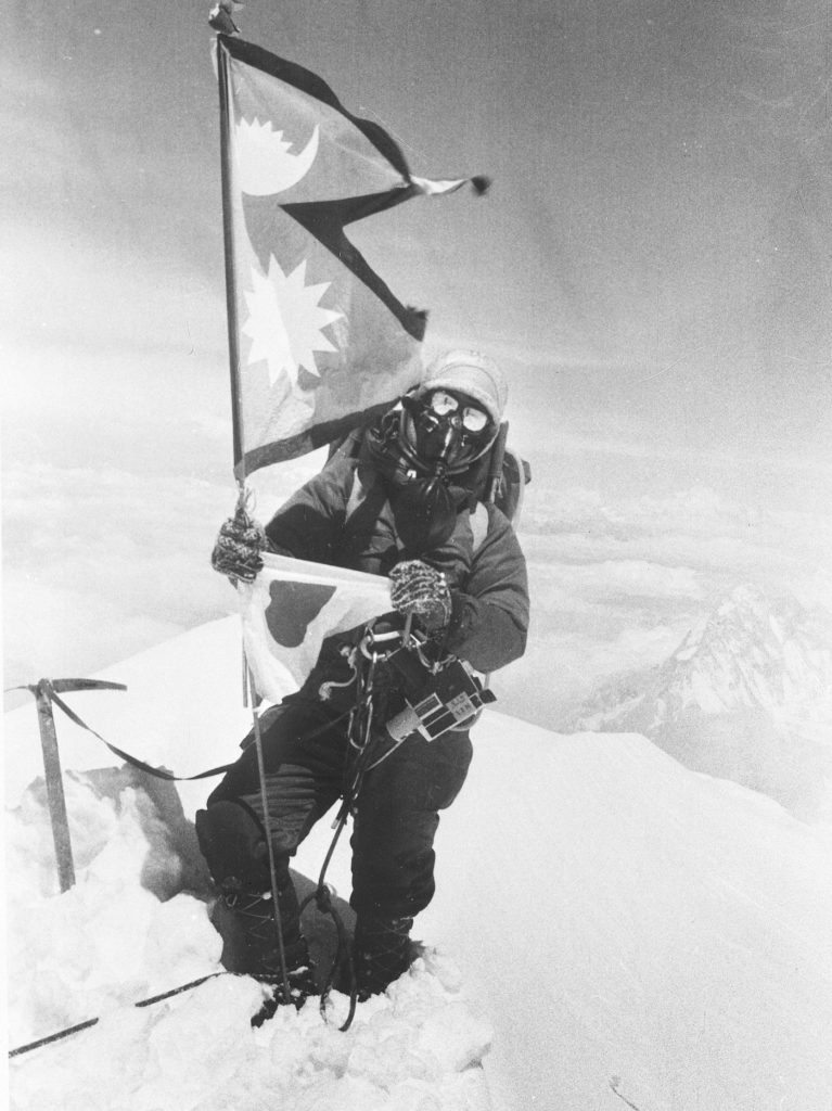 Junko Tabei stands on Everest in May of 1975. 