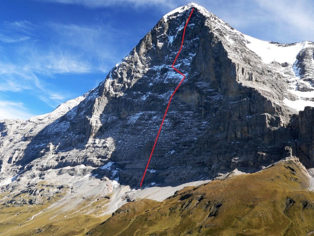 Eiger with Metanoia topo line.