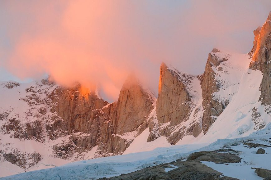 Colmillo Sur is the second peak from the left. Photo Marcello Cominetti / Francesco Salvaterra