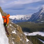 Climbing the first WI3-pitch on Cascade Falls Photo Altus Mountain Guides