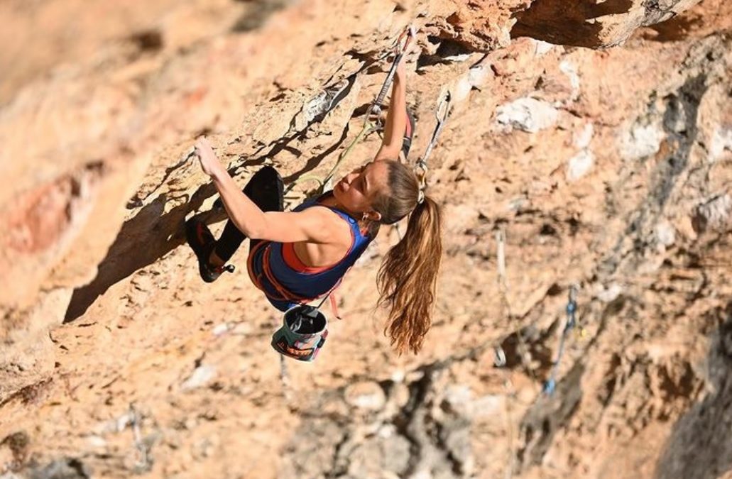 Young climber striving to be faster, higher, stronger