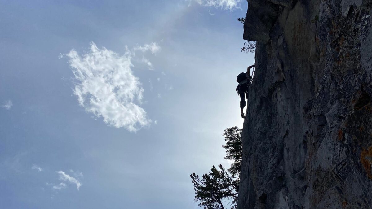 Rock climbing in Banff in summer