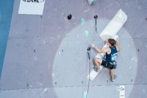 American Olympian Colin Duffy competes at Briançon Lead World Cup