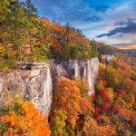 New River Gorge, West Virgnia, USA autumn morning lanscape at the Endless Wall.